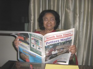 Shakuntala Devi’s rare photo reading ‘South Asia Times’ found